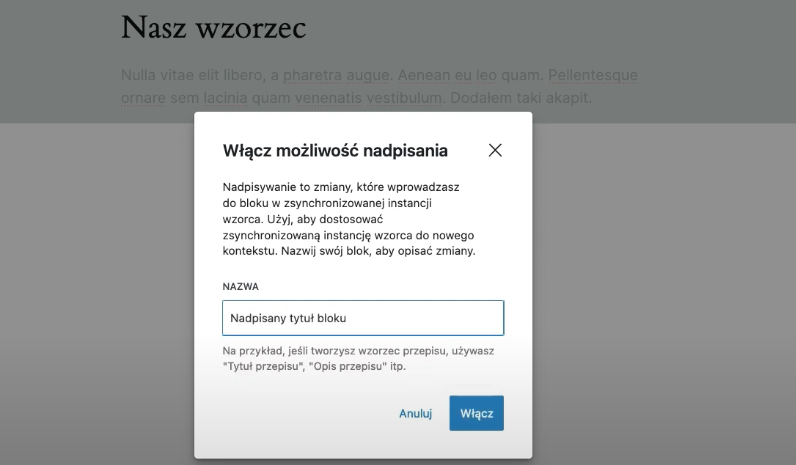 Nadpisywanie wzorców - WordPress 6.6