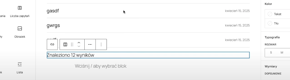 Nowy blok - Liczba Zapytań